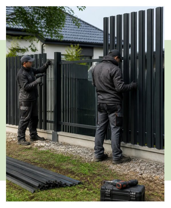Вертикальный забор из евроштакетника под ключ в Куйбышеве
